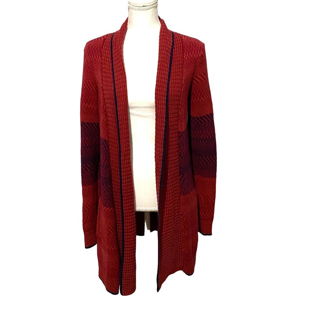 Cabi Joy Open Front Cardigan Sweater Womens XS Red Tomato Girl Boho Mid Length